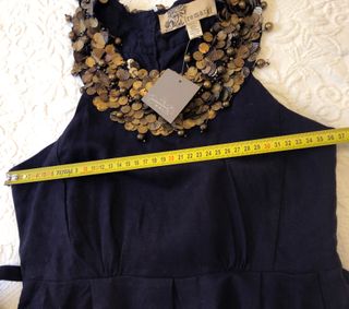 Vestido negro y dorado de Anthropologie, XS