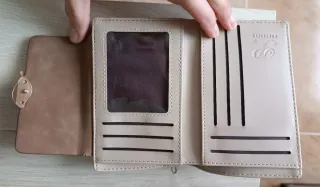 Bonita cartera billetera Mujer Hoja Beige Marrón