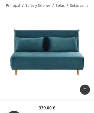 Sofá cama 2 plazas terciopelo azul