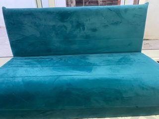 Sofá cama 2 plazas terciopelo azul