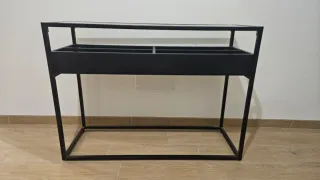 Tavolino/Consolle Ferro e Vetro Nero