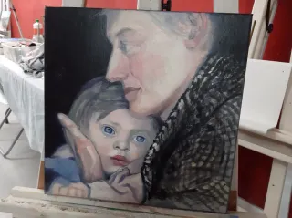 Pintura Maternidad Abrazo