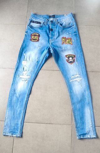Philipp Plein Jeans Azules con Parches