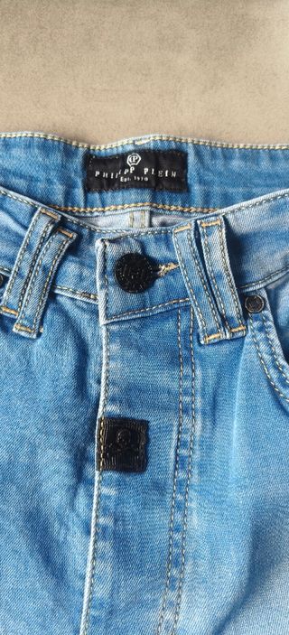 Philipp Plein Jeans Azules con Parches