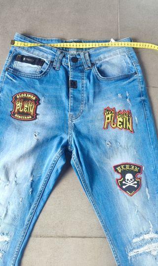 Philipp Plein Jeans Azules con Parches