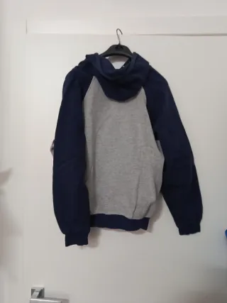 Felpa con cappuccio London grigio/blu