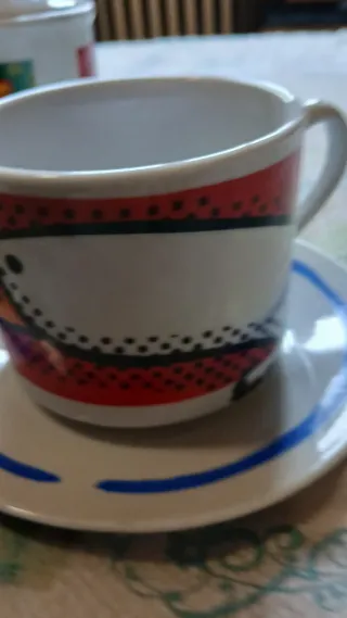 Set 2 Tazze d'autore con Zuccheriera porcellana