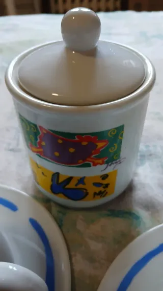 Set 2 Tazze d'autore con Zuccheriera porcellana