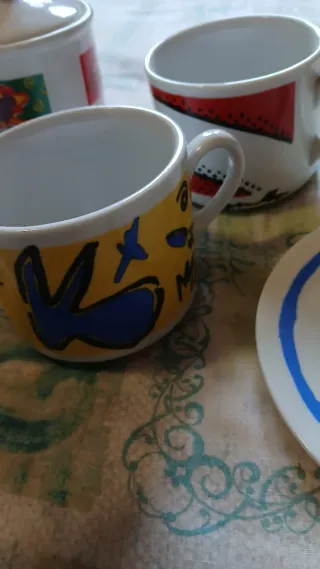 Set 2 Tazze d'autore con Zuccheriera porcellana