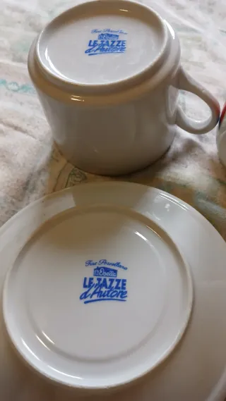 Set 2 Tazze d'autore con Zuccheriera porcellana