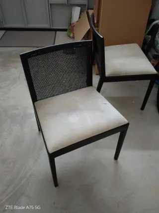 Juego de 4 Sillas Comedor Madera Negra Beige