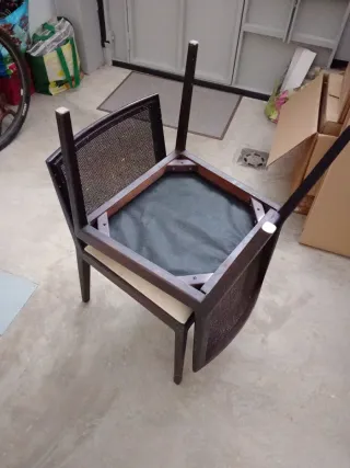 Juego de 4 Sillas Comedor Madera Negra Beige