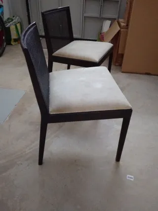 Juego de 4 Sillas Comedor Madera Negra Beige