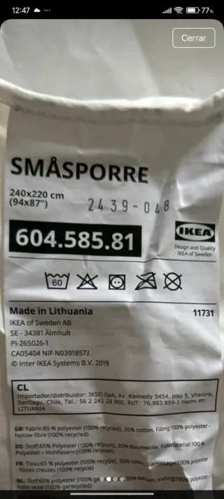 Edredón Nórdico Velfont Classic Algodón 100x100