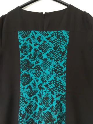 Vestido Jones New York Negro y Turquesa