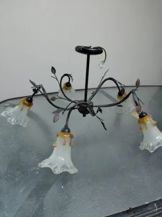 Lámpara de techo metal y cristal