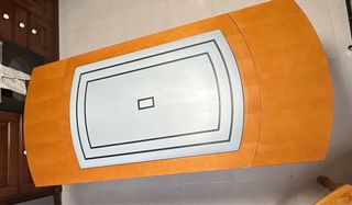 Mesa de comedor extensible de madera y cristal