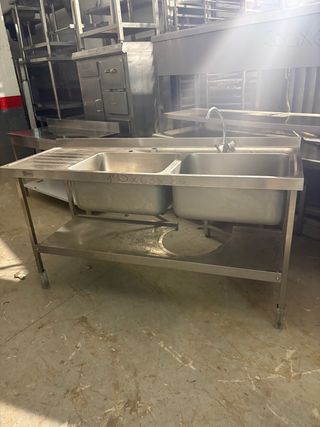 Fregadero industrial doble seno acero inoxidable
