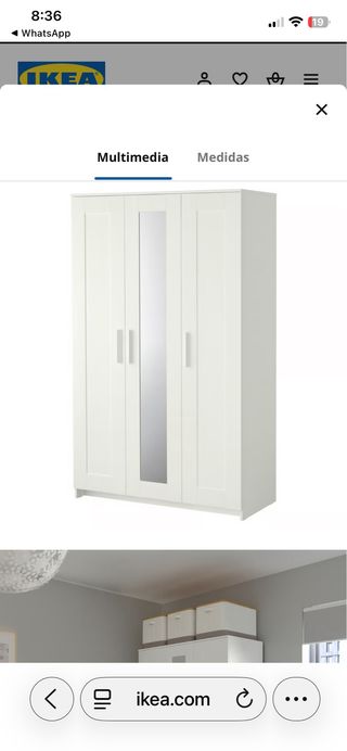 Armadio 3 porte bianco 117x50x190 cm Brimnes