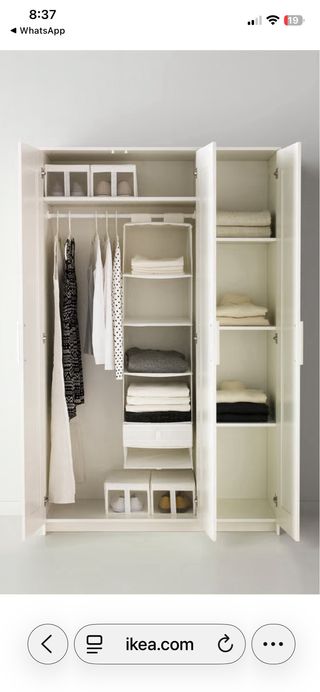 Armadio 3 porte bianco 117x50x190 cm Brimnes