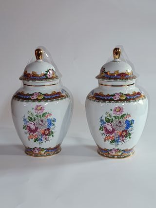 Coppia Vasi Limoges Porcellana Fiori