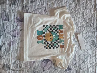 Camiseta blanca con estampado divertido XS y 6/9 m