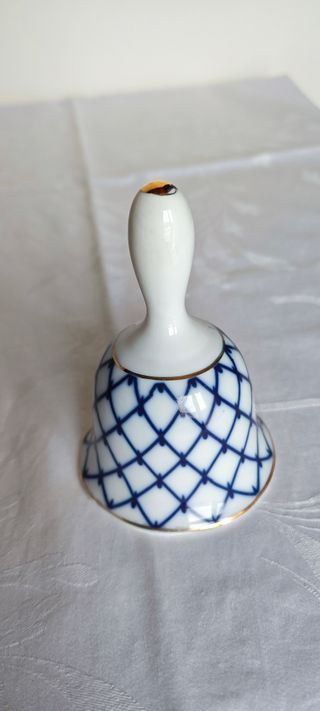 Campanella Porcellana Blu e Oro - Reticolato