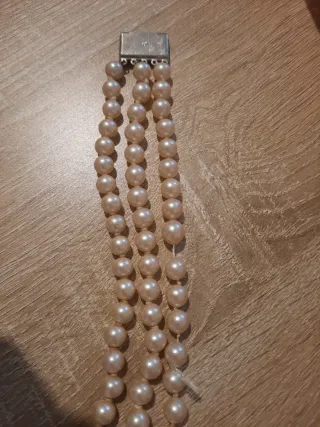 Bracciale vintage  a 3 file di  perle finte