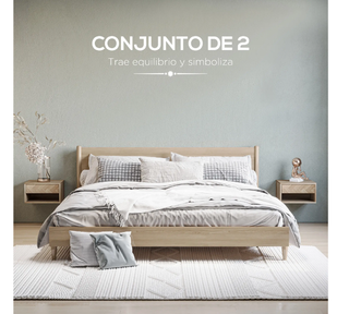 2 Mesitas Noche Colgantes HOMCOM Madera