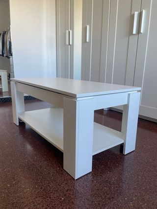 Mesita de comedor elevable blanca