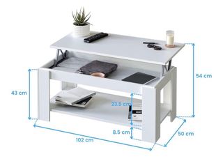 Mesita de comedor elevable blanca