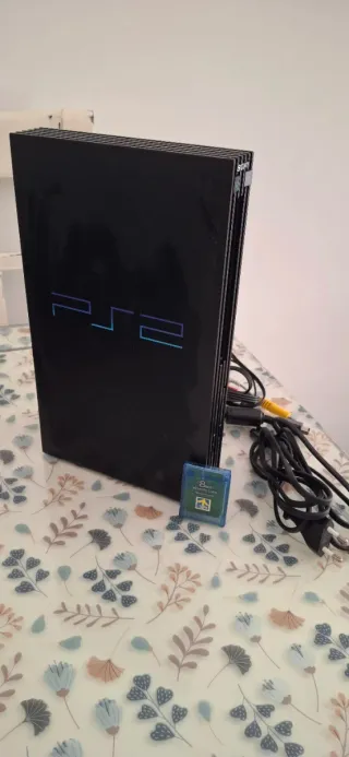 Playstation 2 Negra + Cables + Memory Card