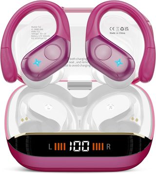 Auricolari Sport T12 Bluetooth 5.4 Rosa Bianchi