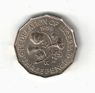Moneta, Nigeria, Three Pence del 1959
