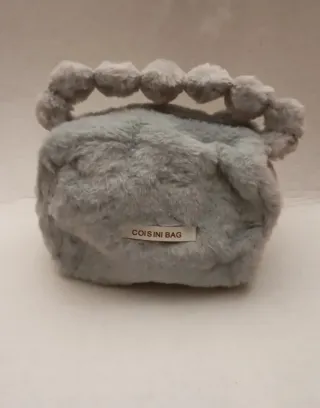 Borsetta grigia pelliccia sintetica