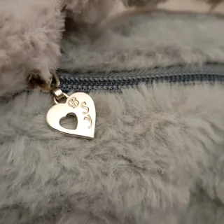 Borsetta grigia pelliccia sintetica