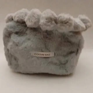 Borsetta grigia pelliccia sintetica