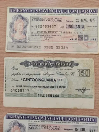 Mini assegni anni '70 (3 pezzi)