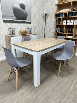 Mesa Moderna Madera con 4 Sillas Nordicas Oferta