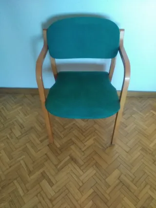 4 Sillas de Comedor Madera y Tela