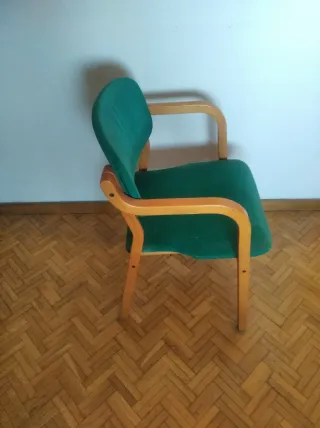 4 Sillas de Comedor Madera y Tela