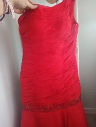 Vestido fiesta alta costura rojo "Fran Rivera"
