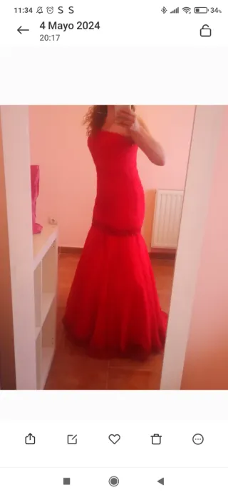 Vestido fiesta alta costura rojo "Fran Rivera"