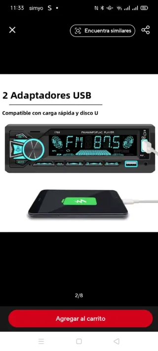 Radio Coche Bluetooth 7 Colores