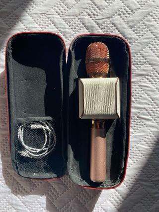 Micrófono Karaoke Bluetooth Rosa Dorado