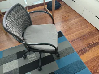 Silla Escritorio Mimbre y Metal Gris