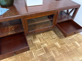 Mueble TV madera y cristal