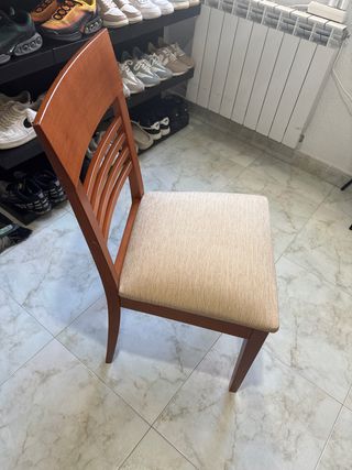 Juego 4 Sillas Madera Tapizadas Beige