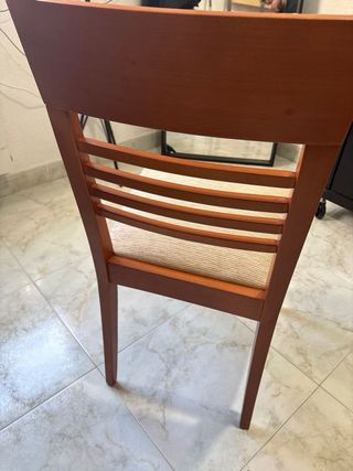 Juego 4 Sillas Madera Tapizadas Beige