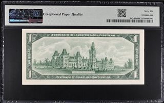 Billete Canadá 1 Dólar 1967 PMG-66 EPQ